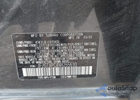 2022 Subaru Crosstrek Premium из США, поврежденный, VIN JF2GTAPC4NH255630